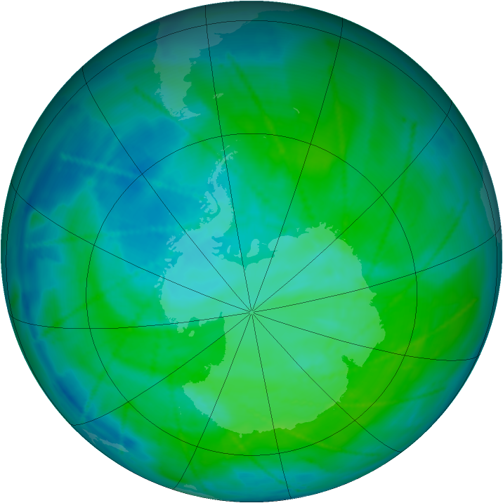 Antarctic ozone map for 23 December 2010